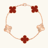 CLOVER | Red Rose Gold Guilloché Bracelet